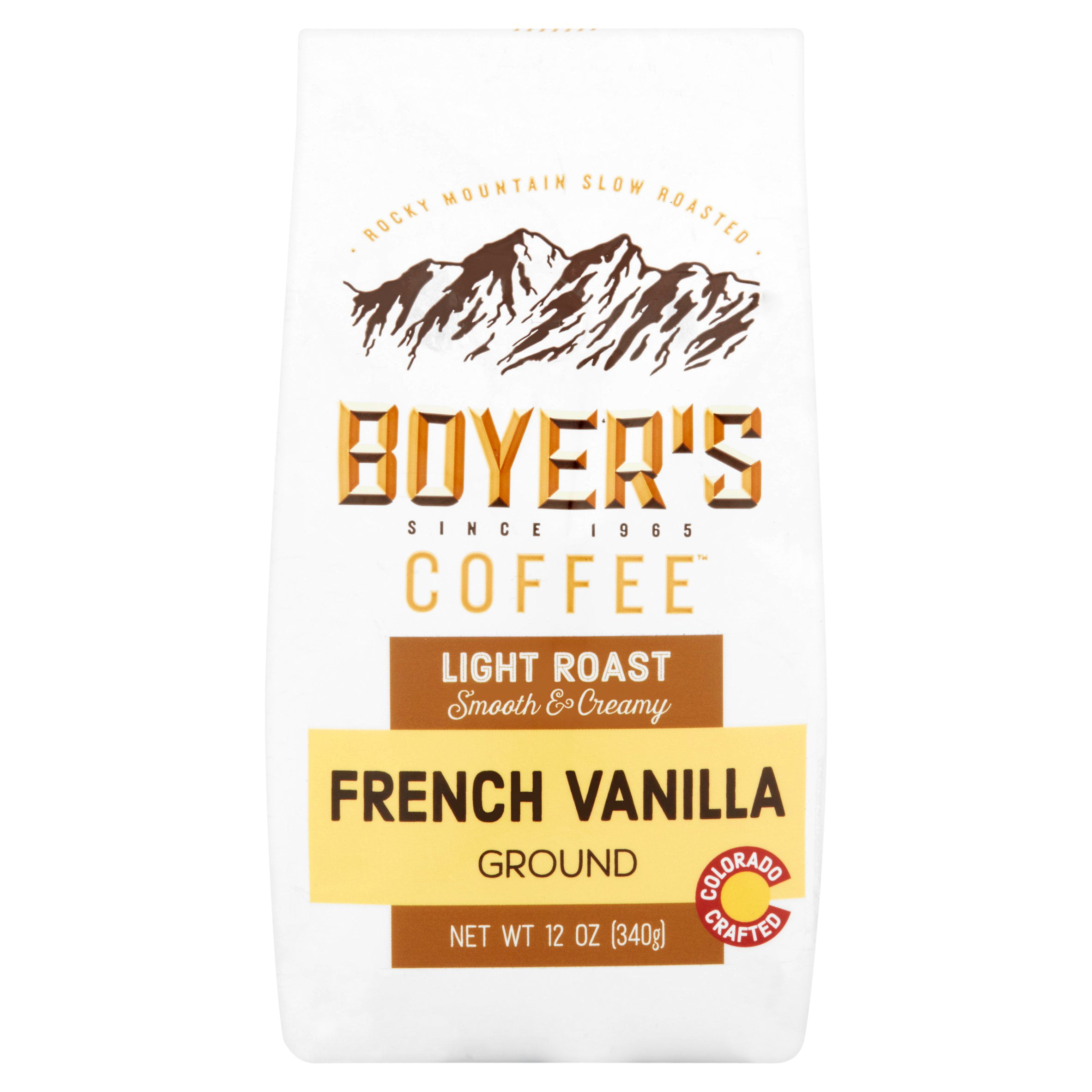 Boyer’s Coffee French Vanilla, Ground Coffee, Light Roast, 12 Oz
