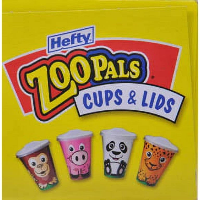 Hefty Zoo Pals 8 Ounce Cup & Sip Lid, 14 Count 