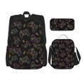 thumbnail image 1 of Saiise Colorful Game Controller Print School Study Combo Set Backpack with Lunch Bag Pencil Case Oxford Lightweight Durable Travel Organization Kit, 1 of 7