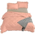 thumbnail image 6 of DNG Creations 1 Piece Ruffle Diamond Comforter All Season 550 GSM Full/Queen Size - 800 Threads Count, 100% Egyptian Cotton Solid Peach Colour, 6 of 7