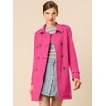 thumbnail image 2 of Chaqueta Gabardina Allegra K Gamuza Sintética Doble Botonadura Solapa Muesca Mujer Cinturón Rosa S, 2 of 6