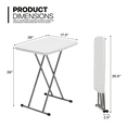 thumbnail image 3 of MoNiBloom Folding Table, 26" Height Adjustable TV Tray, Portable Plastic Top Metal Frame Laptop Desk, White, 3 of 13