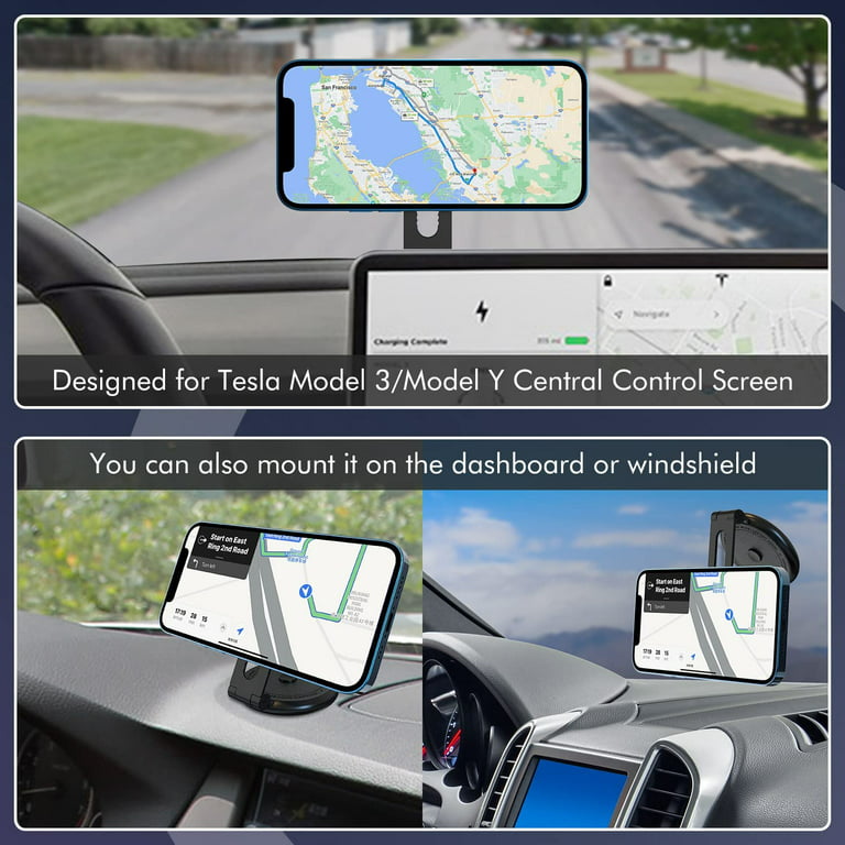 Tesla Model 3/Y/X/S Phone Mount Holder, Magnetic Phone Mount for iPhone 15  14 13 Series and All Phones with MagSafe Case, Tesla Model Y/3 Accessories