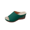 thumbnail image 3 of Slippers for Women Wedge Casual Versatile Open Toe Slip-on Peep Toe Slides Women Footwear Causal Summer Dressy Beach Shoes Green 8.5, 3 of 5
