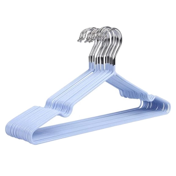 Perchas de PVC antideslizantes - Perchas para trajes (paquete de 10) Gancho ahorrador de espacio Resistente y duradero Azul cielo
