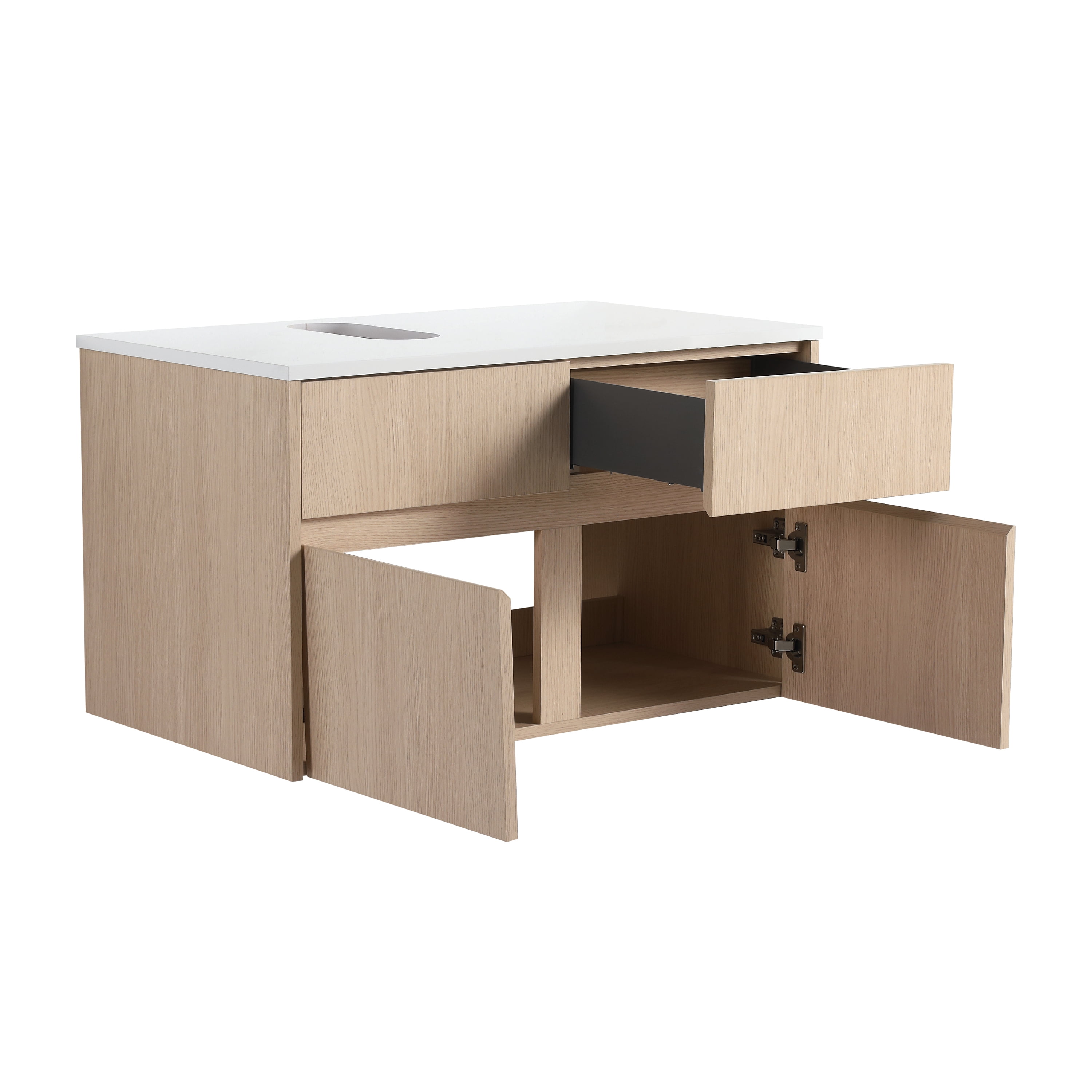 32(31-1/2") Inch Wall-Mounted Bathroom Vanity, 2-Soft Close Doors and 1-Drawer, KD-Packing, Particle Board (Vanity Only, Without Sink)