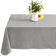 Newbridge Grey Napa Leaf Solid Color 60 x 84 inch Rectangle Vinyl Flannel Backed Tablecloth