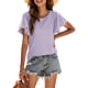 thumbnail image 4 of Txlixc Tops de mujer, cuello redondo con volantes, manga corta, ganchillo, hueco, suéter suelto, camiseta de color sólido Txlixc Moda, 4 of 7