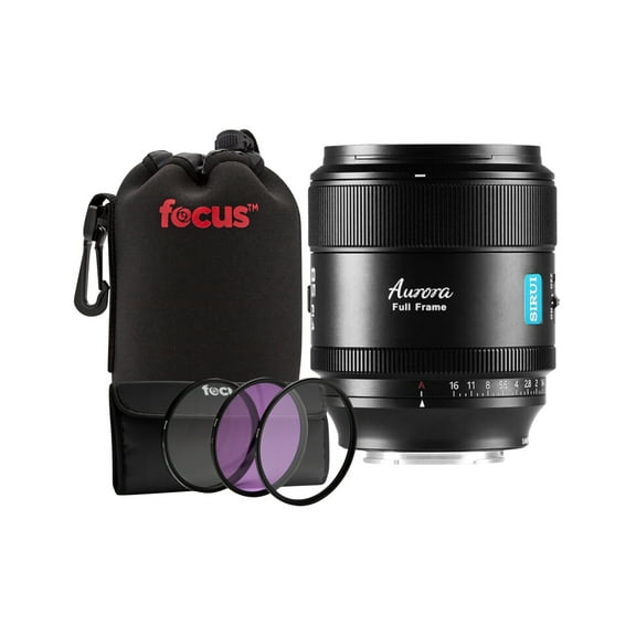 Sirui Aurora 85mm f/1.4 Full Frame Auto Focus Lens (Nikon Z) Bundle with Neoprene Lens Pouch and Lens Filter Kit (3 Items)