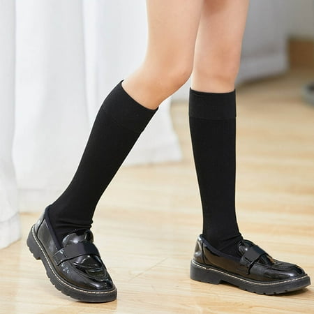 

Quealent Kids Child Knitted Soccer Socks Knee High Tube Socks Toddler Girls Uniforms Socks Cotton Cute No Show Socks Toddler Girl Black 3-8 Years