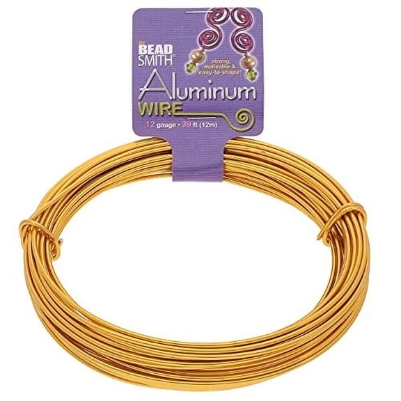 The Beadsmith Anodized Aluminum Wire – 12 Gauge – 39 feet – Light Gold Color – Bendable Craft Metal Wire Used for Jewelry Making, Wire Wrapping, Sculpting, Floral, Modeling and Other DIY Arts & Craft