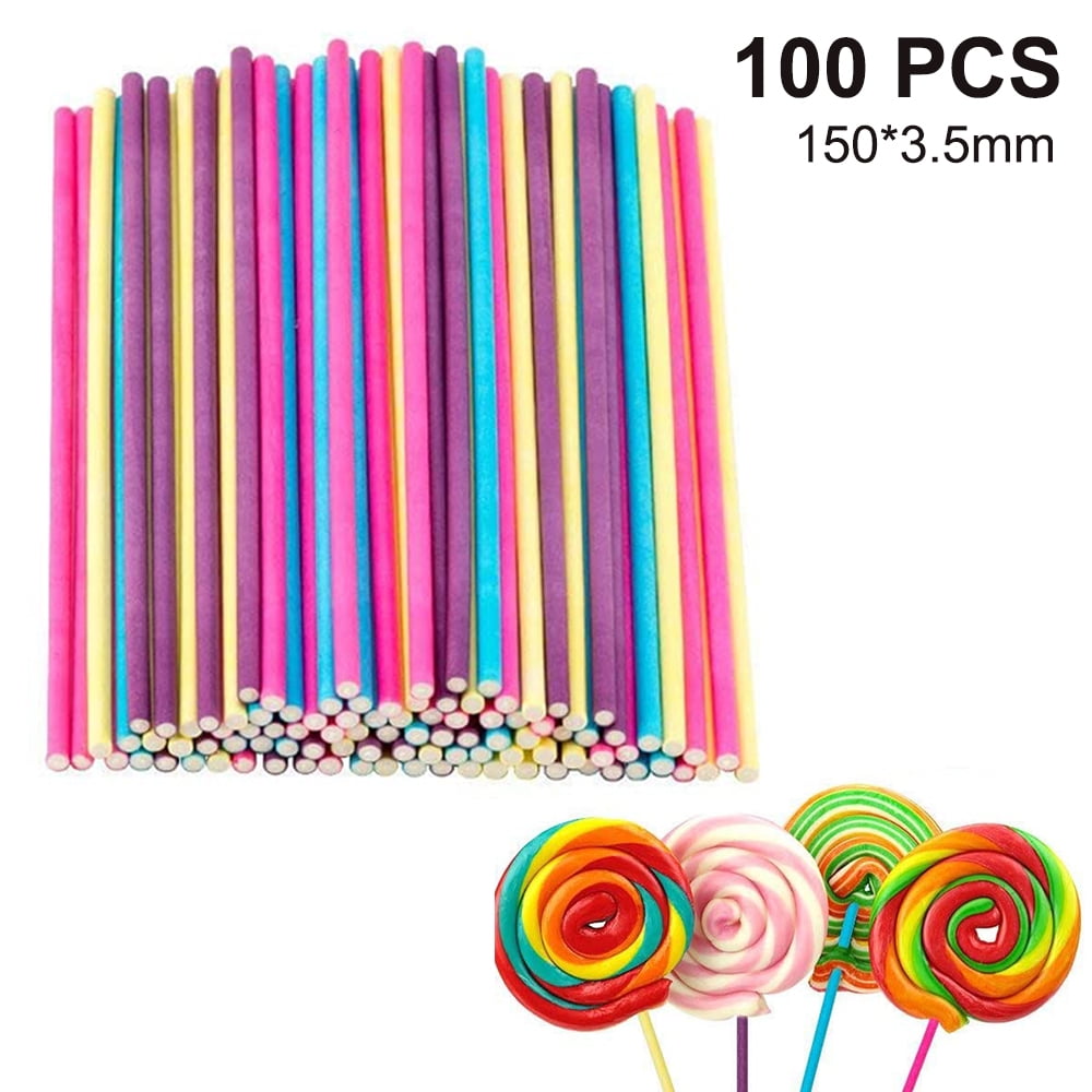 Dealglad 100pcs Lollipop Sucker Sticks for Cake Pops Candy, 6-Inch by 5/32-Inch, White, Size: Lollipop Sticks