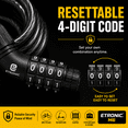 thumbnail image 5 of ETRONIC M6 2-Pack Bike Cable Lock, 6 ft Resettable Combination Bicycle Lock with Mounting Bracket, Black, 5 of 14