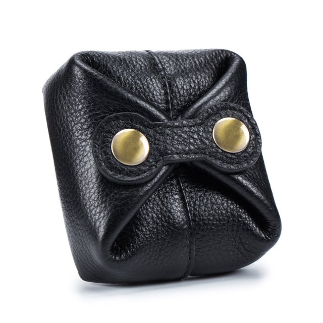 Monedero bonito de estilo japonés y coreano de piel de vaca suave con forma de miniauriculares, bolsa de almacenamiento para monedas y pintalabios para mujer, puf pequeño