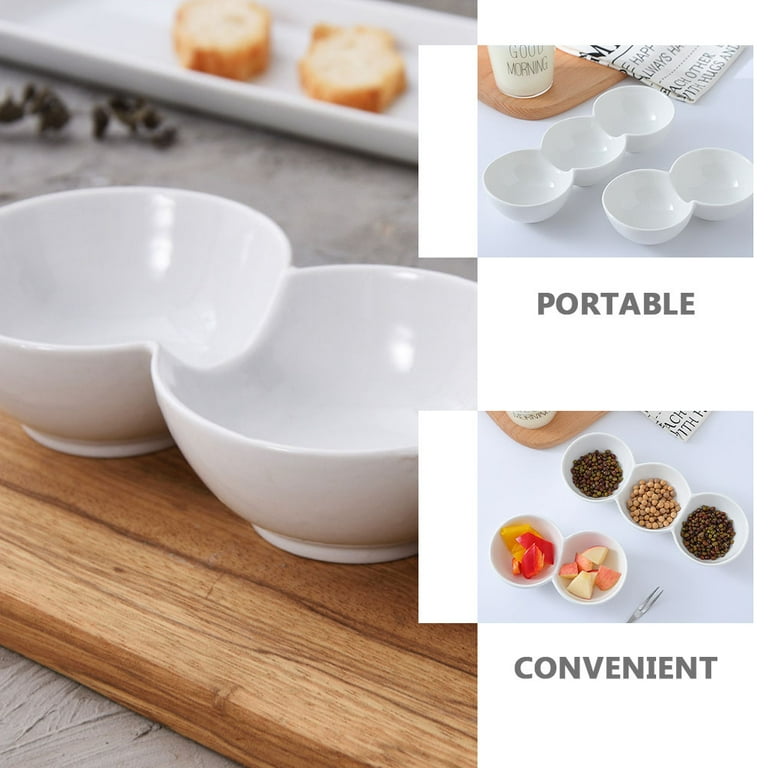 White Porcelain Appetizer Serving Tray Condiment Containers