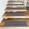 thumbnail image 5 of Ottomanson Non-Slip Rubberback Modern Bordered 8.5" x 26" Indoor Stair Treads, 7 Pack, Dark Gray, 5 of 10