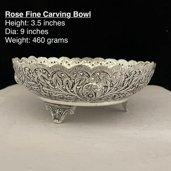 German silver fully carved fruit bowl/ snacks/ home decor with stand/ gift item/ diwali gift