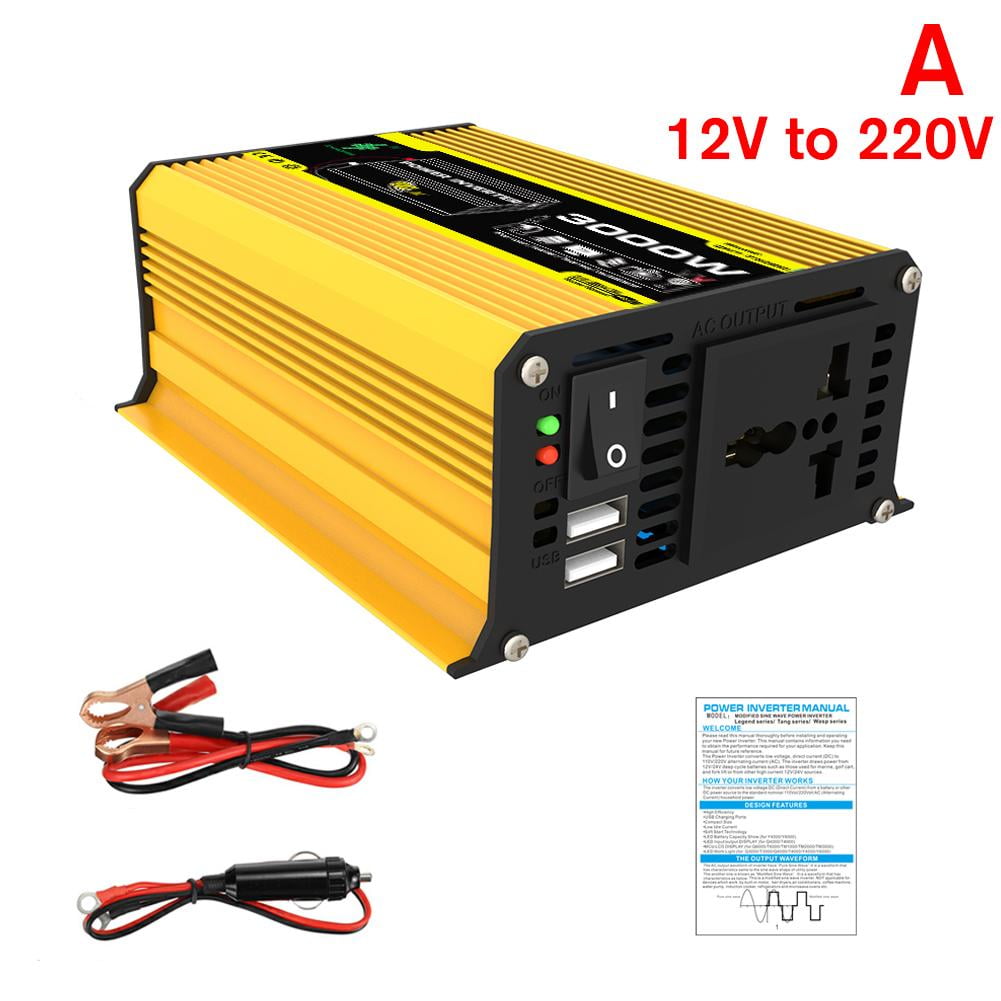 HFLWYWD Power Inverter 12V to 220V/110V 3000W Onboard Solar InverterE Power