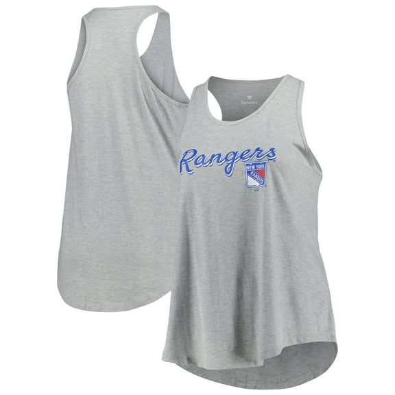 Women's Fanatics Heather Gray New York Rangers Plus Size Racerback Tank Top