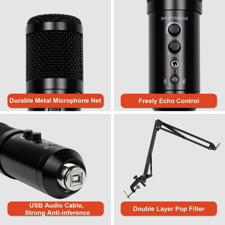 Goldwing USB Microphone Condenser Computer PC Gaming Podcast Kit, Streaming Recording Vocals Cardioid Studio with for MacOS, Windows, Type-C Phone, YouTube