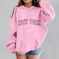 thumbnail image 2 of Hoodie City Name Letter Print Pink Hoodie Long Sleeve Casual Basic Pullover Sweatshirt Hoodie Fall Winter Clothes Toddler Boys Clothes 4T, 2 of 7