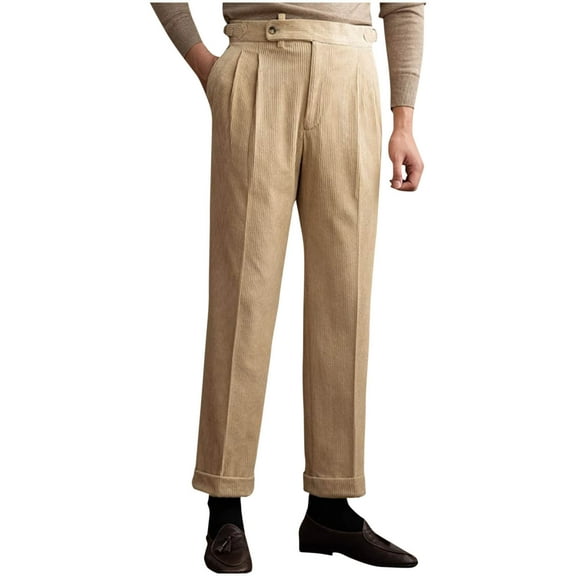SSAAVKUY Men's Classic Fit Flat Front Dress Pants Office Business Trousers Linen Blend Dress Pant, Regular Fit, High-Waisted Straight Beige 6
