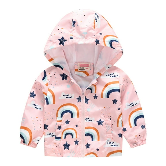 C𝐚rtoon Print Hood Trench for Kids Lightweight Wa𝐭erproof Windbreaker Fall Casual Cute Windproof Rain Coats