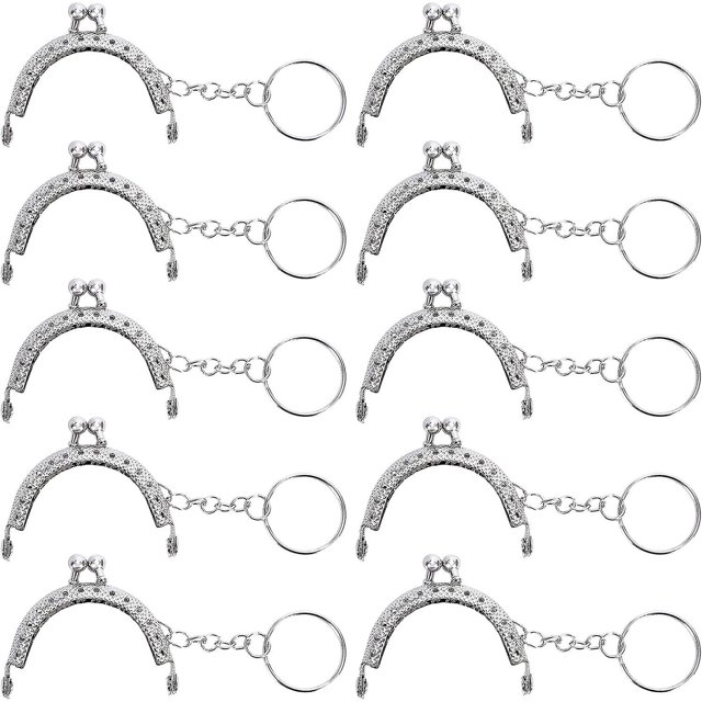 Marcos de metal retro WEIHJMXG para monederos en relieve semicircular 5 cm con llavero 10 piezas plateado