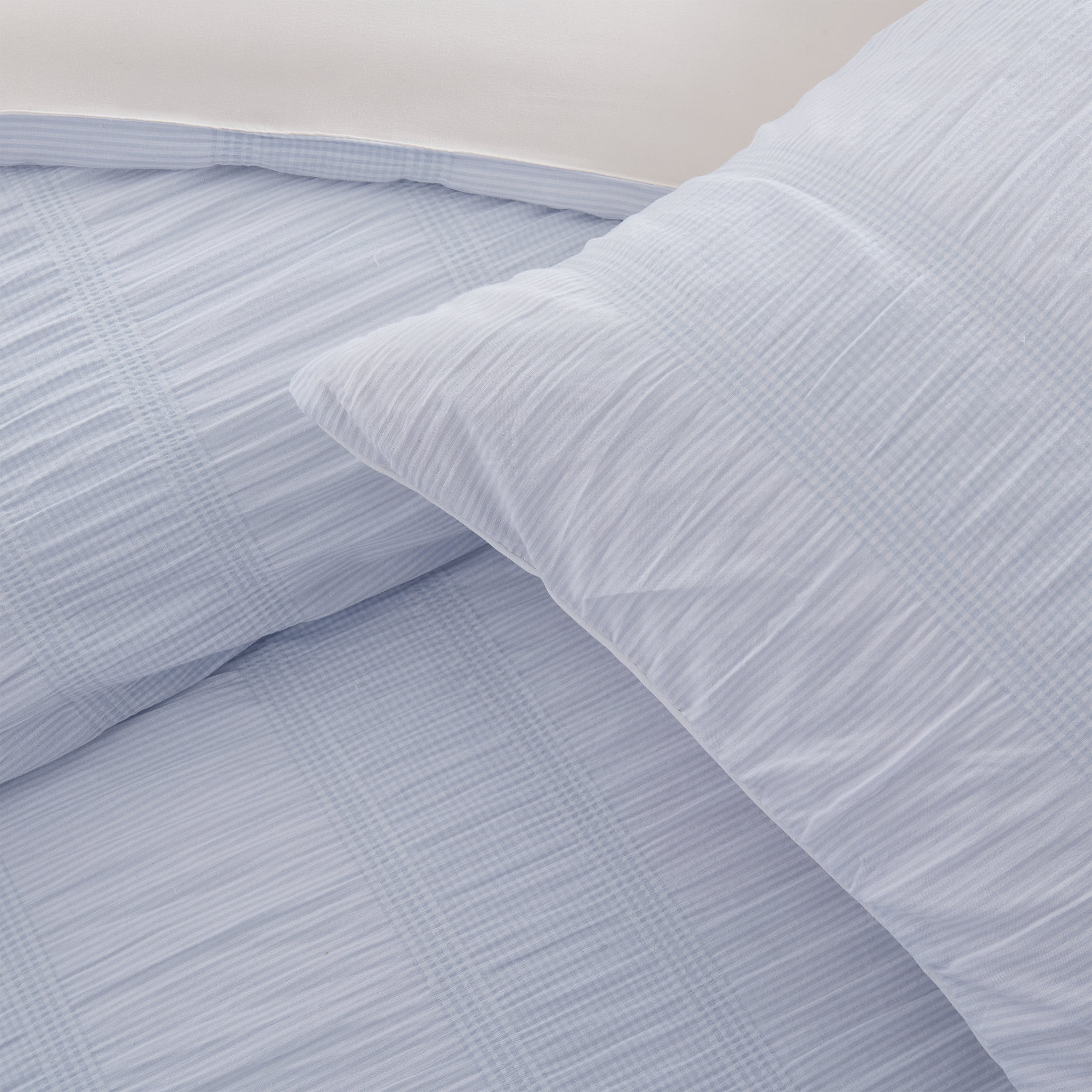 My Texas House Ruched Gingham 3-Piece Blue Adult Comforter Set, King