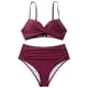 thumbnail image 4 of MKLEKYY Trajes De Baño Mujer Women High Waisted Bikini Sexy Push Up Two Piece Swimsuits Vintage Swimsuit Two Piece Retro Ruched High Waist Print Bikini Set 2779, 4 of 6