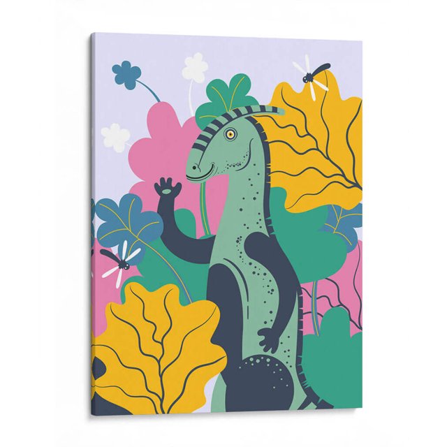 Cuadro decorativo - "HOLA, NIÑO", DICE EL PARASAUROLOPHUS, Najesi 60x80 Canvas Lab Ilustraciones, Niños,