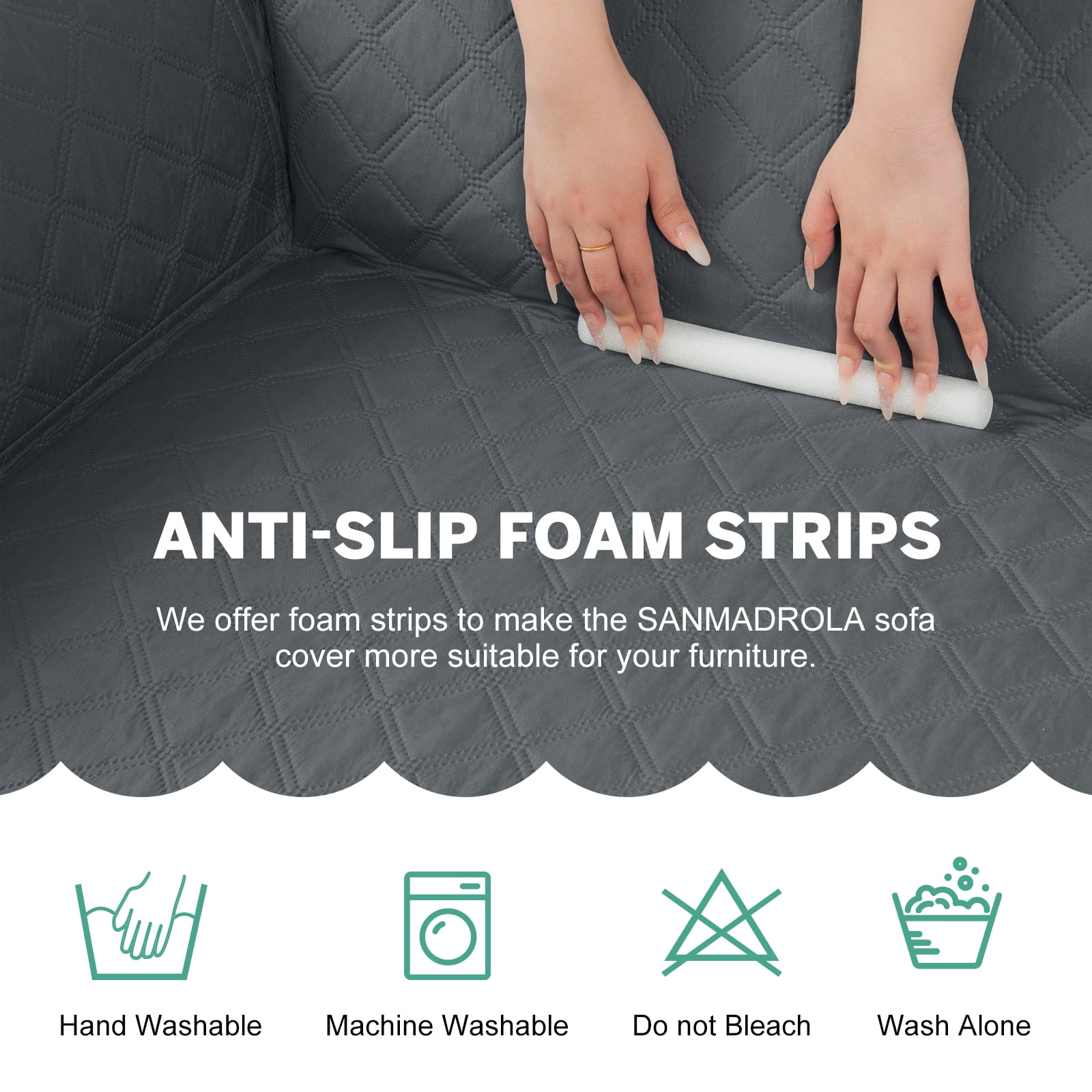 Sanmadrola Sectional Couch Covers Waterproof L Shape Sofa Cover Reversible Slipcover Chaise Lounge Cover Furniture Protector Cover for Pets Dog Cat Kids, Gray, X-Large