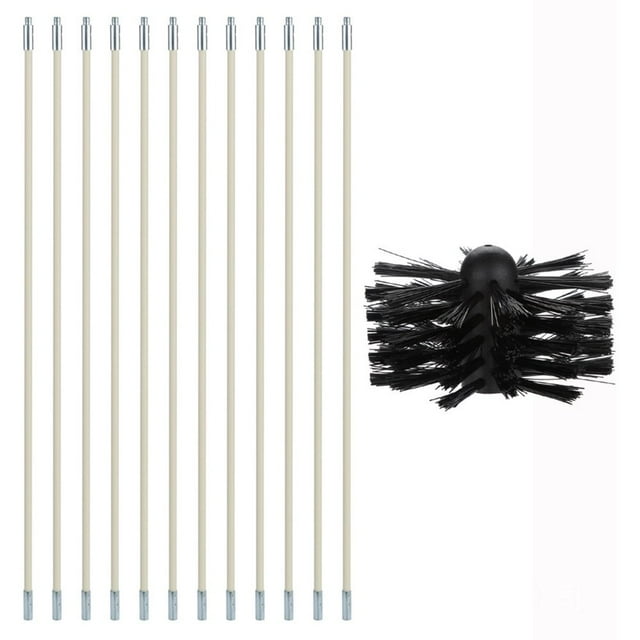 Pipe Inner Cleaning Brush 120 Inch Chimney Sweeping Set Kit Sweep Brush Drain Rods Flue Cleaning
