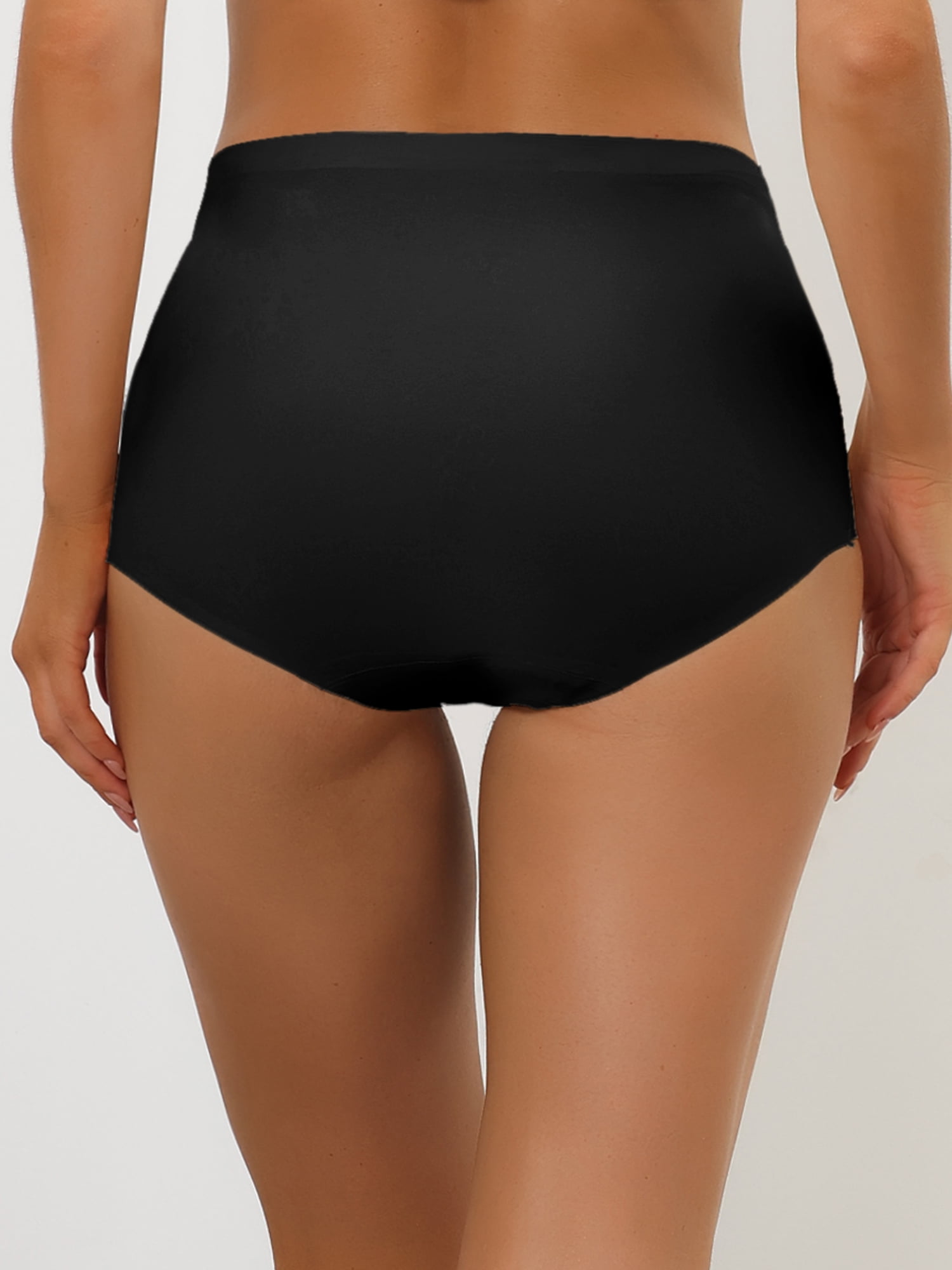 DARING DIVA Women's High-Waist Invisibles Underwear Breathable Panties L Black
