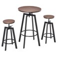 thumbnail image 3 of Homcom New 3 Piece Industrial Adjustable Bar Table Set, Bar Height Bistro Table, Qty 3, 3 of 10