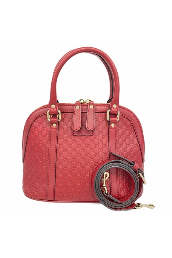 Pre-Owned Gucci Micro Guccissima Handbag 449654 Leather Red 2-Way Bag for Women (Good)