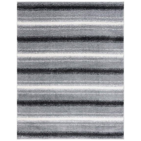 SAFAVIEH Border & Stripe Jerred Striped Shag Area Rug, Grey/Black, 8' x 10'