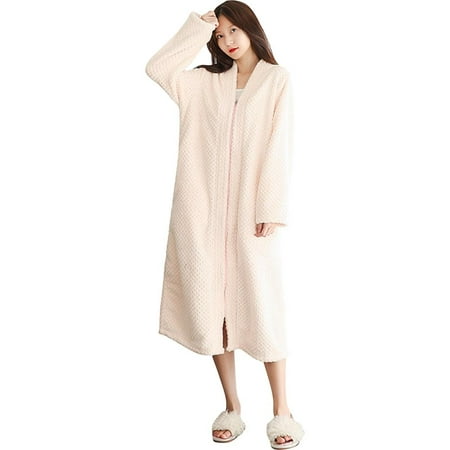 

Women s Fleece Soft Zip Up Front Bathrobe