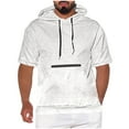 thumbnail image 1 of pstuiky Camisas casuales de manga corta para hombre, Blusa con capucha de manga corta y bolsillos de color liso para hombre camisas casuales para hombre s, 1 of 7