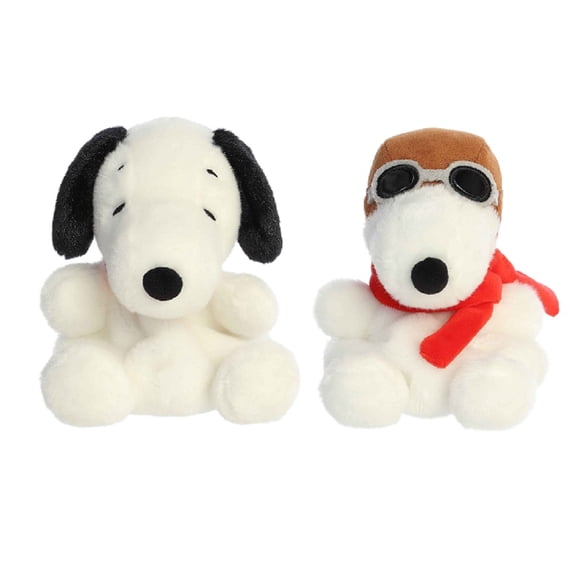 5" Aurora Peanuts Palm Pal Plush 2 Piece Bundle, Snoopy and Flying Ace