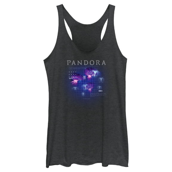 Women's Avatar Pandora Panopyra and Woodsprites Diagram Racerback Tank Top Black Heather Large