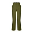 thumbnail image 4 of Lovskoo Wide Leg Pants for Women Cotton and Linen Summer Solid Color Trendy Loose Casual Comfortable Elastic Waist Straight Leg Pants Olive Green, 4 of 8