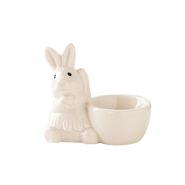 Diconna Bunny Egg Cup Ceramic Rabbit Egg Cups Hard Boiled Egg Holder Easter Table Decor for Home Kitchen Party