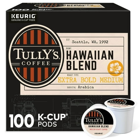 Tully's French Roast Extra Bold Coffee, Dark, Keurig K-Cup Pods, 100 Count