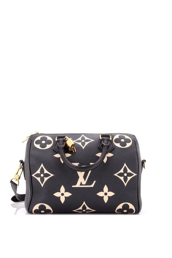 Pre-Owned Speedy Bandouliere Bag Bicolor Monogram Empreinte Giant 25 By Rebag