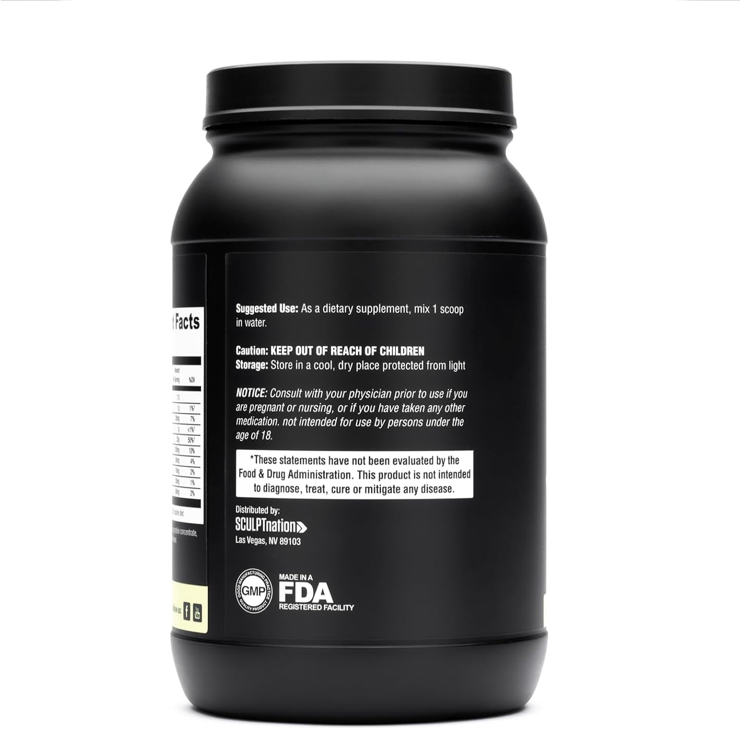 Sculpt Nation Whey Protein Powder Vanilla Flavor with BCAAs Muscle Recovery Support 30 Servings
