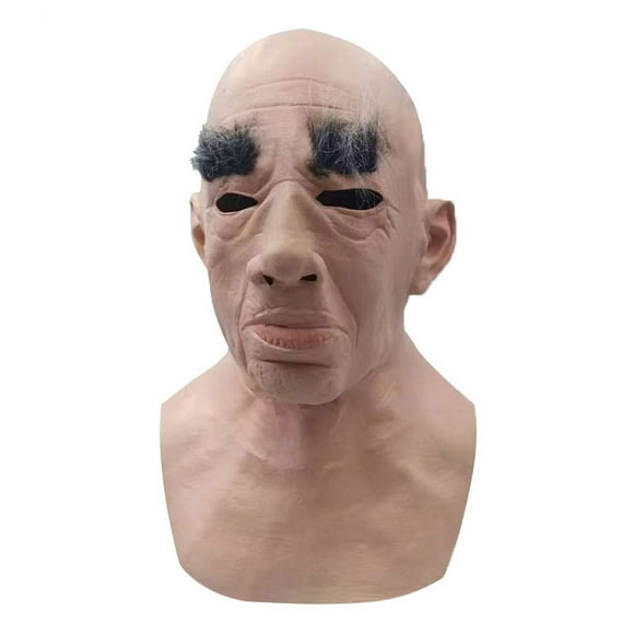 Máscara de anciano calvo con cejas para fiesta de cosplay de Halloween