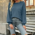thumbnail image 4 of BLVB Womens Long Sleeve Tops Dressy Casual Spring Fall Crewneck Knit Blouses Back Cutout Shirts Pullover Fashion Blue, 4 of 6