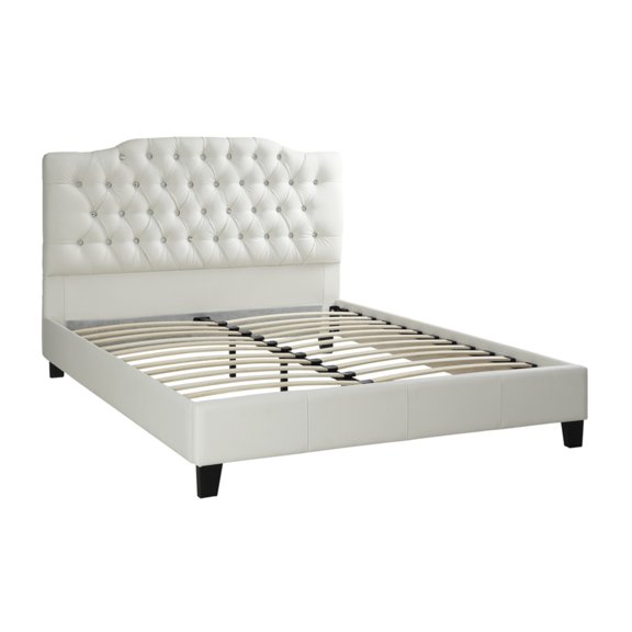 Grandiose California King Size Bed With Large Tufted Headboard White