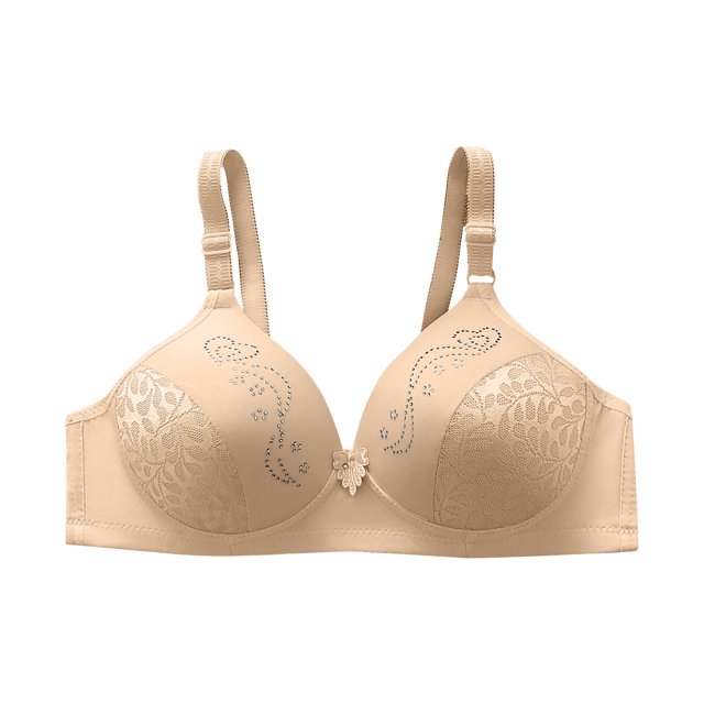 Womans Embroidered Glossy Comfortable Breathable Bra Underwear No Rims